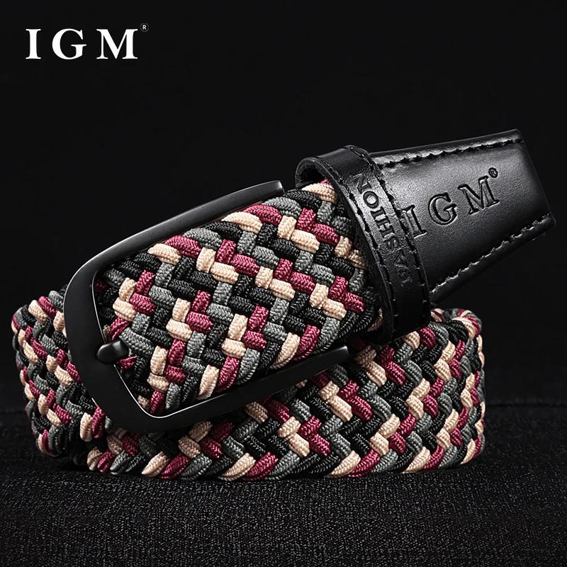 Spring New Fashion Breathable Elastic Canvas Woven Belt for Mens Needle Buckle Perforated Belt for Young Peoples Lei
